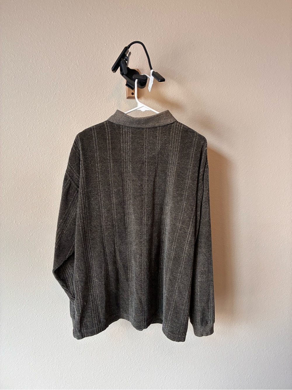 Men's Long-Sleeve Polo Shirt - Brown Heather - Picture 3 of 3